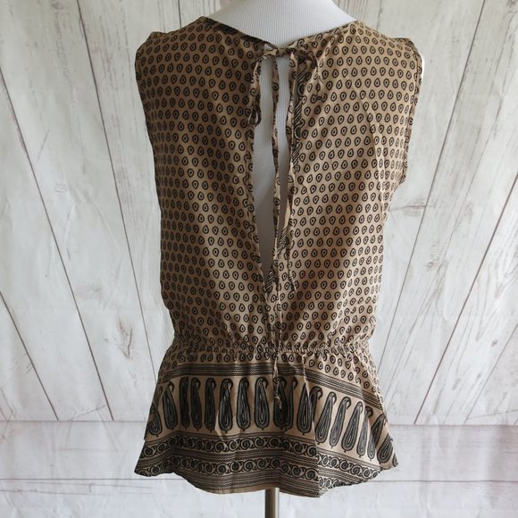 Mendocino Paisley Print Tie Back Sleeveless Peplum Top Blouse - Size Medium - Picture 5 of 7